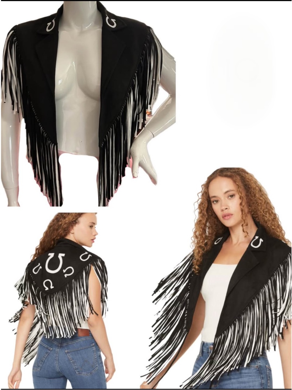 Saints & Hearts Women’s Faux Suede Horseshoe Fringe Cape